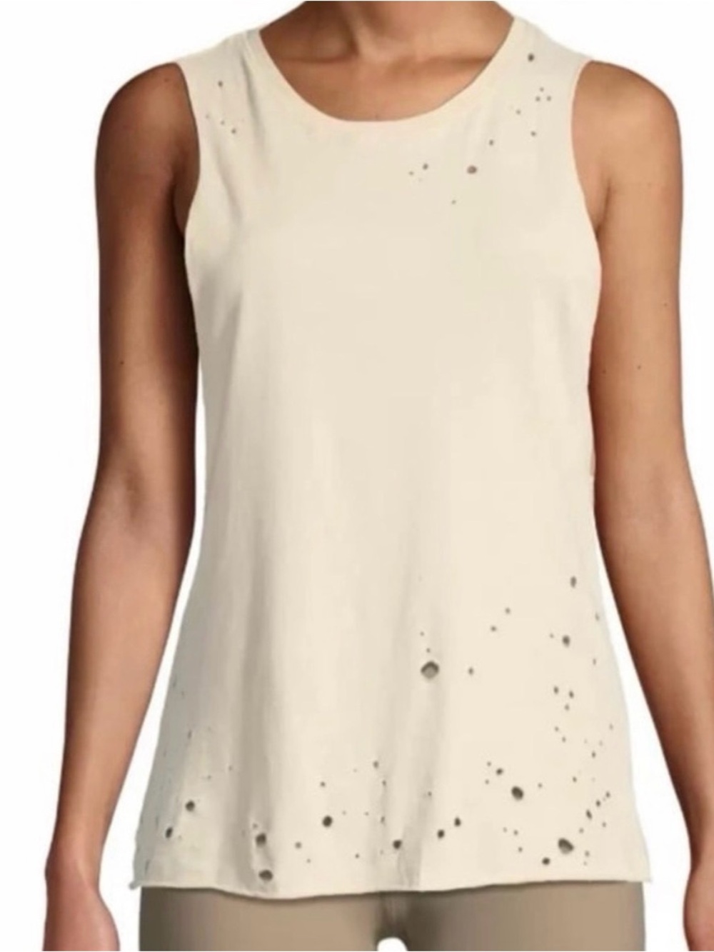 ALO Yoga Pale Pink Distressed Racerback Tank